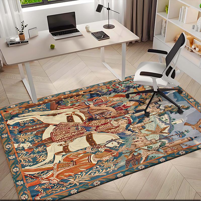 1pc Medieval Period Art Court Carpet Rug for Living Room Bedroom Home Sofa Decoration,Kids Play Non-slip Floor Mat