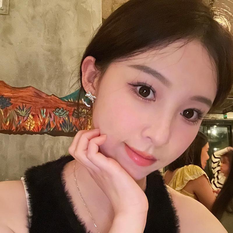 Champagner-Gold Strass-Schleifenohrringe - High-End Leichter Luxus Silber Vintage Mode für Damen