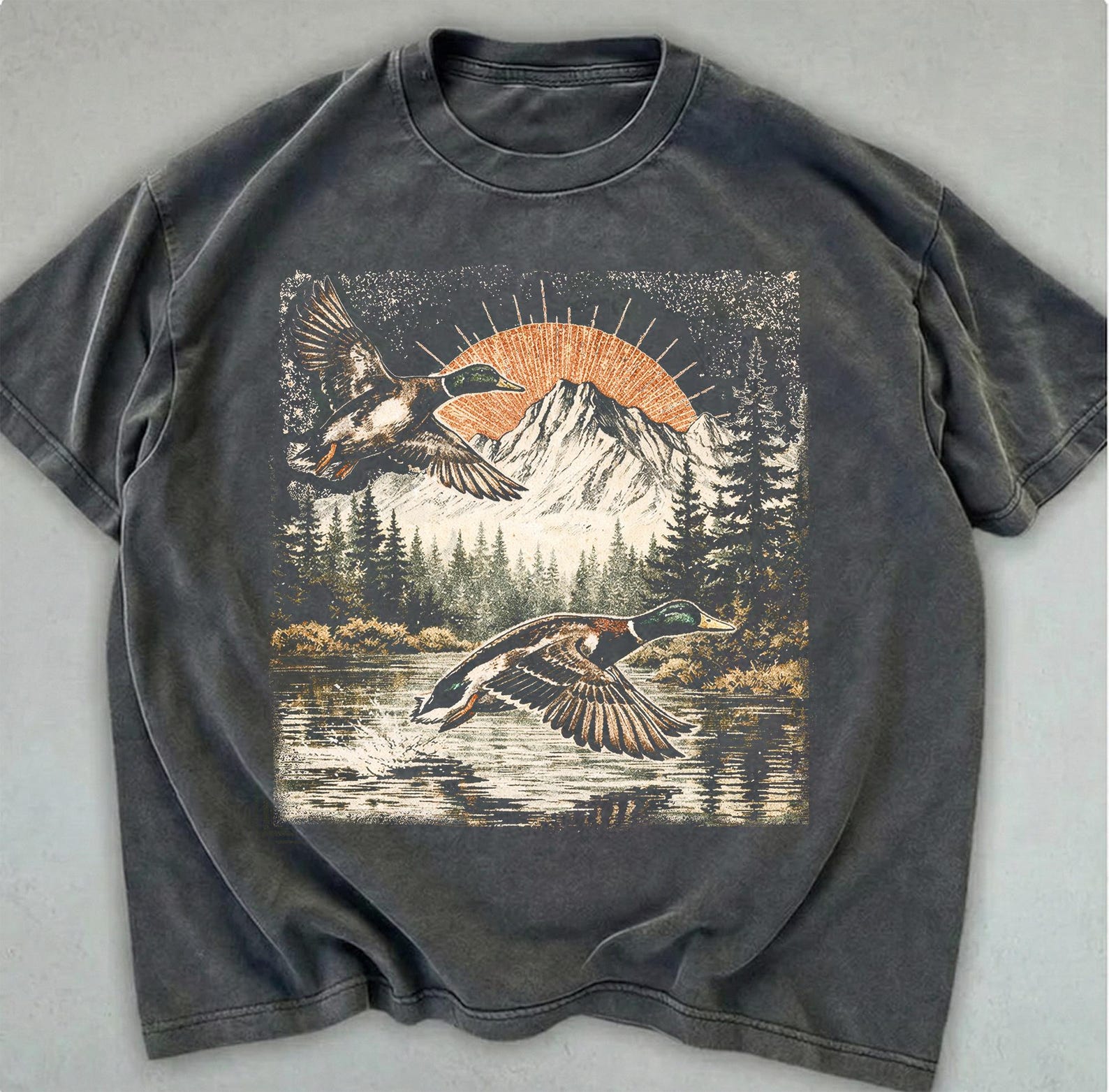Vintage Mallard Ducks T-Shirt, 90s Retro Nature Graphic Tee, Bird Lover Wildlife Top 2XL