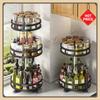Non-slip Carbon Steel Storage Tray Suitable for Storing Condiments and Spices, 360° Rotating Spice Rack.