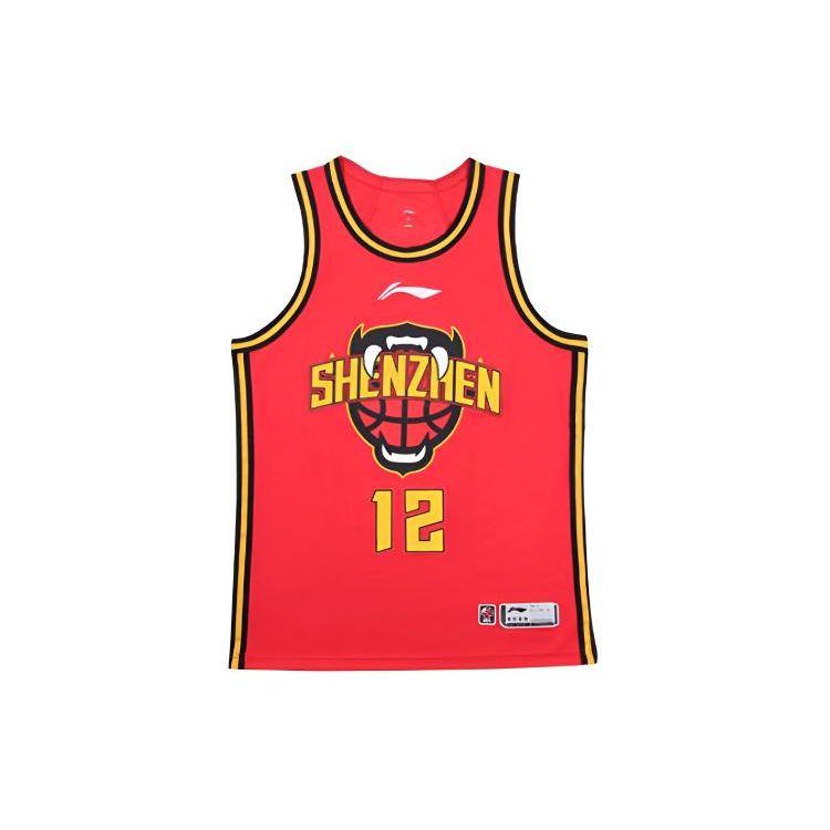

Li Ning CBA Series Professional Basketball Fan Edition 23-24 Shenzhen Marco Polo Team Classic Gu Quan 12 Джерси Мужская джерси Красный AAYTB93-2 M