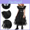 Wednesday Addams Kids Dress Cosplay Costume Party A-shaped Tiered Skirt