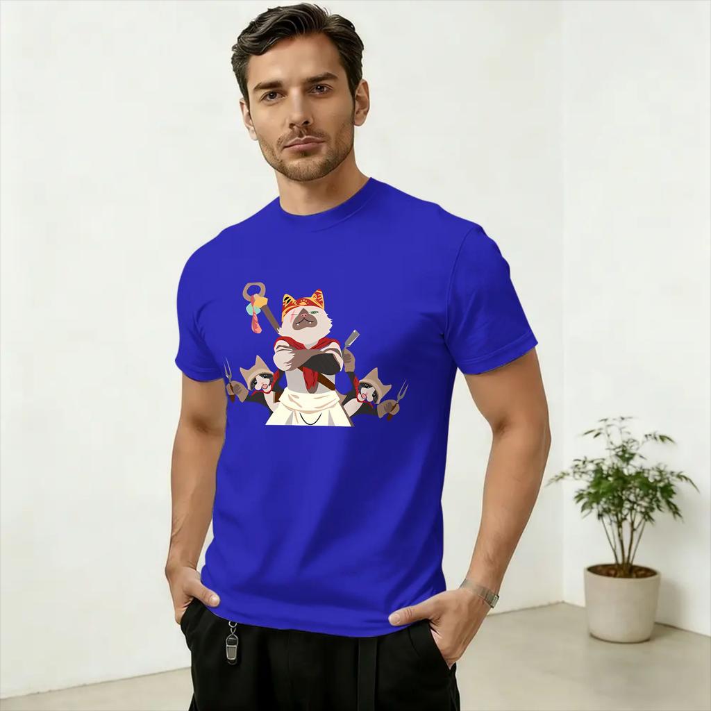 Funny Monsters Hunters Palico Wilds TShirt Unisex Round Collar Pure Cotton T Shirt Short Sleeve Tees Gift Idea Clothing