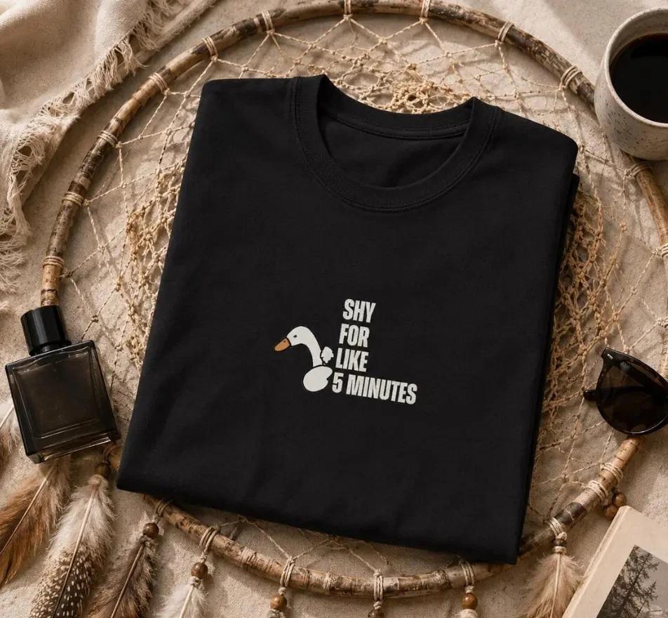 Shy For 5 Minutes Goose Graphic Tee, Introvert Humor  Shirt, Minimalist Unisex 2XL