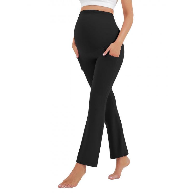 European & American High-Waisted Maternity Support Pants, Nylon Stretch, Micro-Flare, Plus Size, Versatile Outerwear JL13