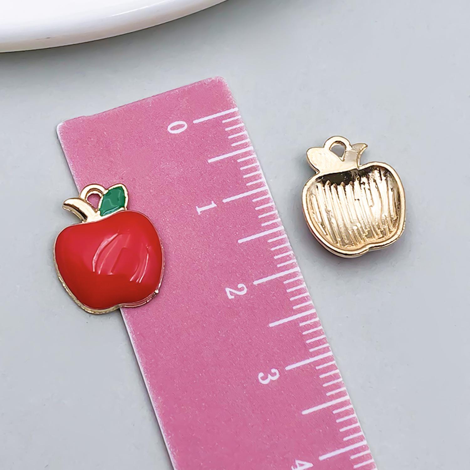 Oil Dropping Alloy Red Cherry Strawberry Fruit Pendant DIY Jewelry Accessories Bracelet Earrings Keychain