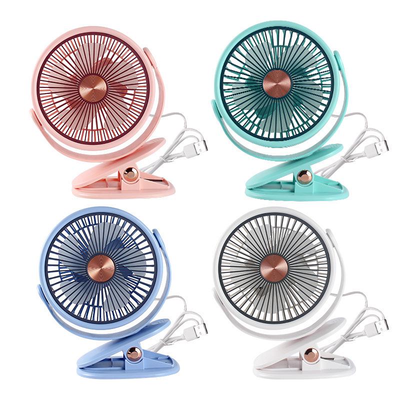 USB Rechargeable Three-Speed Clip-On Desktop Fan with Logo