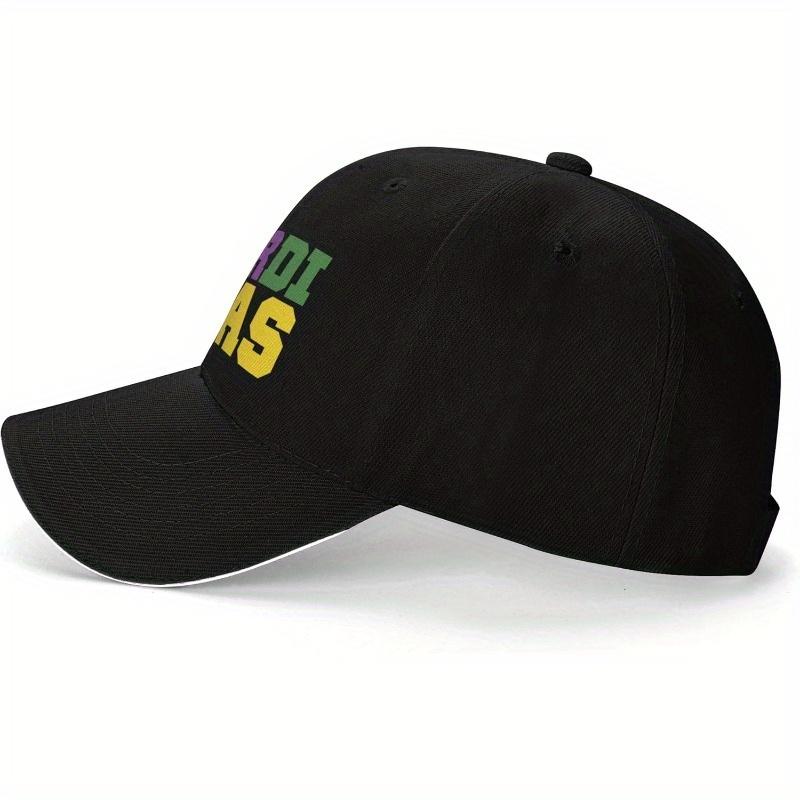 Mardi Gras Letter Print Baseball Cap Polyester Casual Adjustable Sports Hat Unisex
