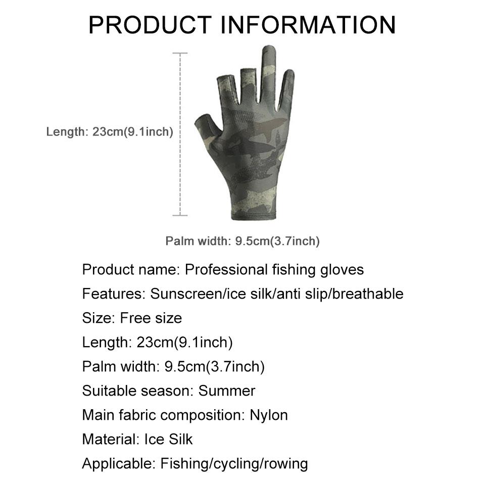 Outdoor Fishing Half Finger Gloves Ice Silk Sunscreen Breathable Cycling Anti-slip Wear-resistant Leaky Finger Gloves