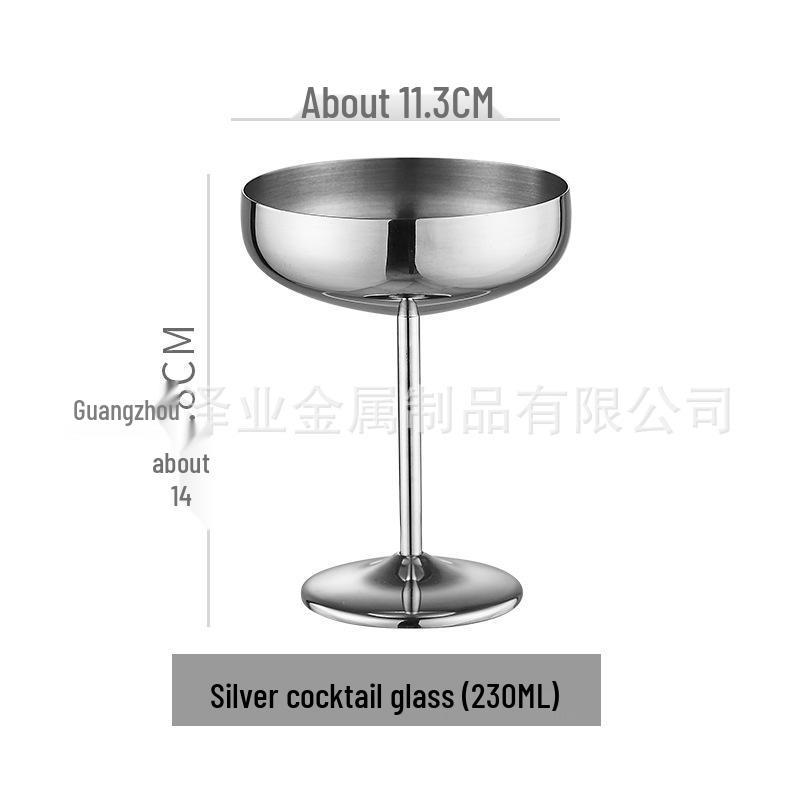 Creative High-Stemmed Stainless Steel Cocktail and Ice Cream Glass