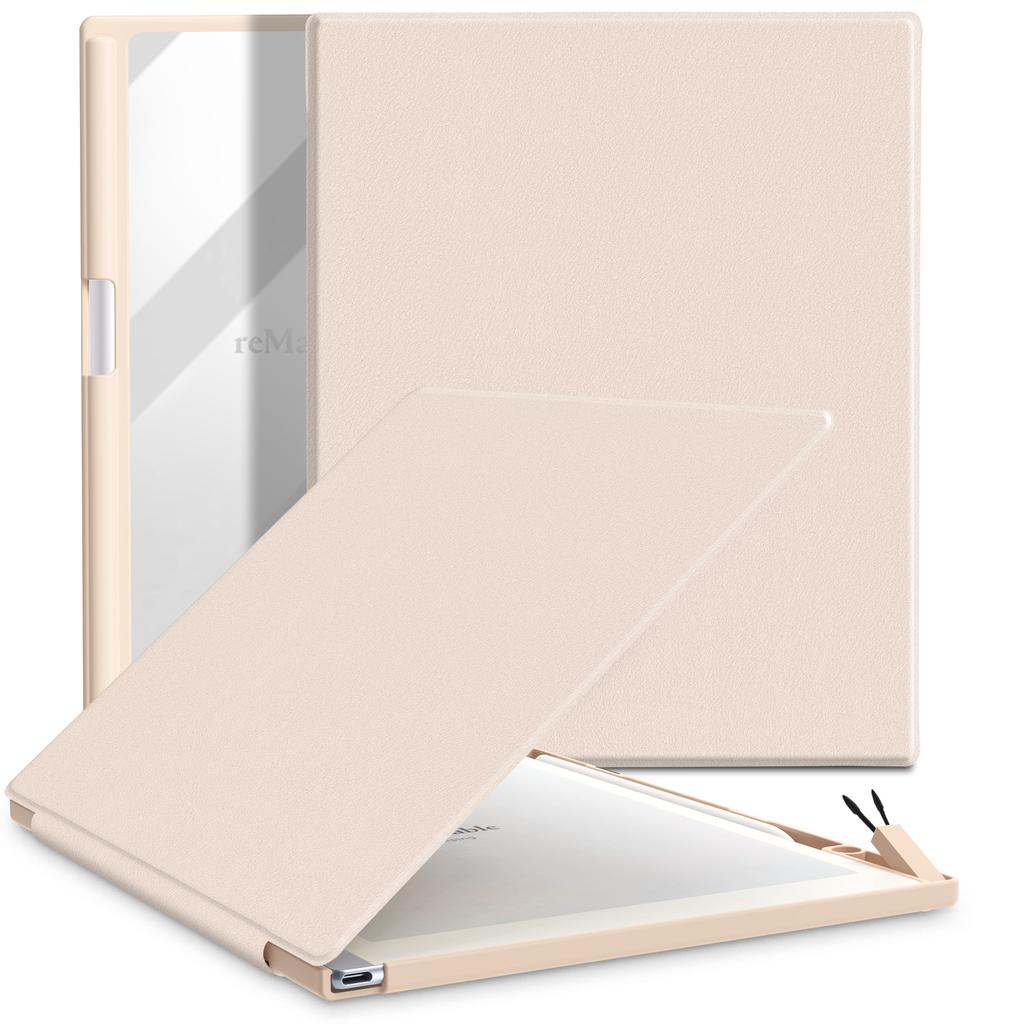 Case for 2 Tablet Sleeve - Lightweight Clear Back Case Protective Book Folio Sleeve with Built-in Pen Holder