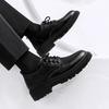 Men's leather shoes breathable British business dress leather shoes groom shoes security work black big head casual leather shoes