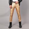 Men Faux Leather Pants Mid Waist Slim Fit Smooth Button Zipper Placket Solid Color Waterproof Hip Hop Style Streetwear Party Club Performance Trousers