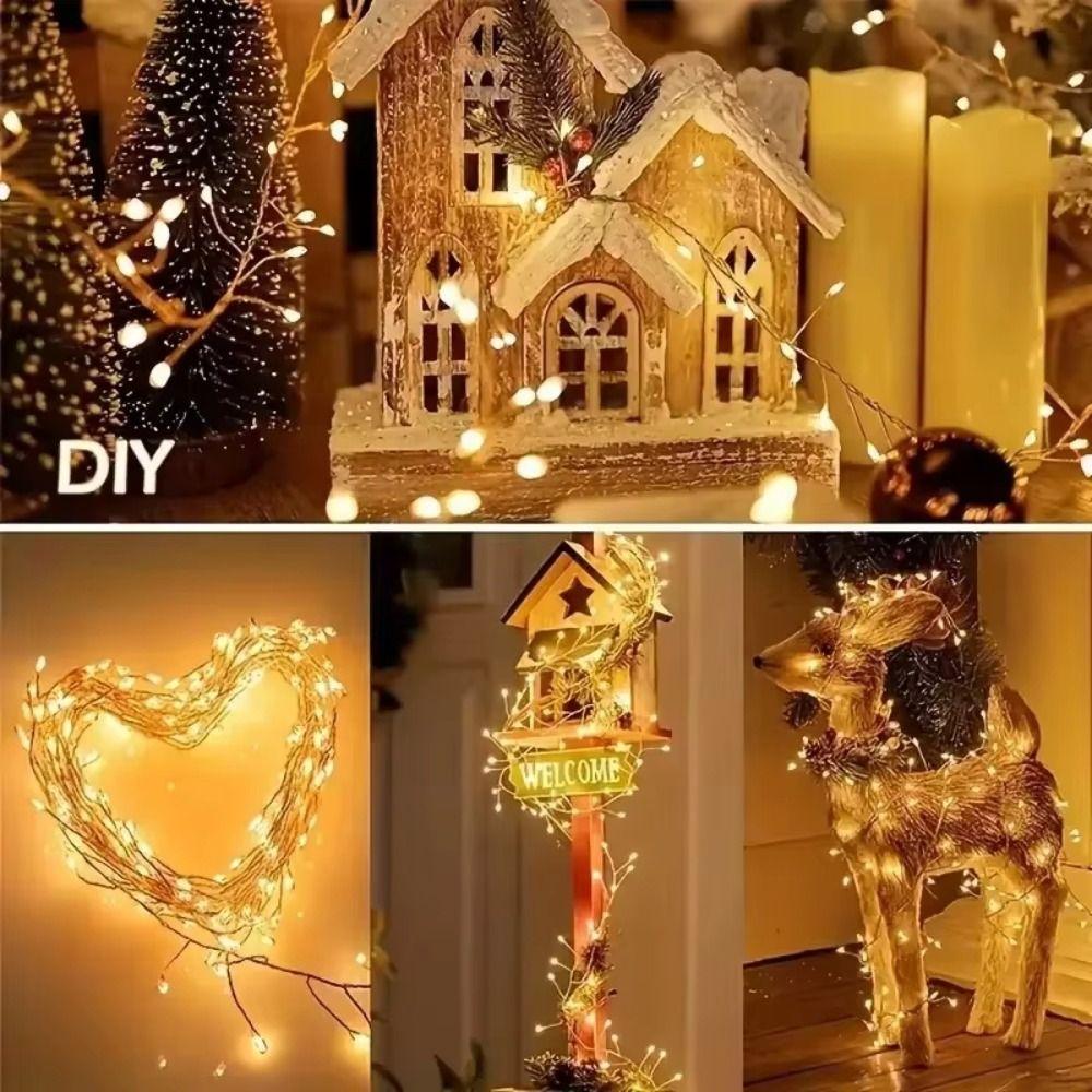 8 Flashing Modes LED Firecracker Lights Remote Controlled Copper Wire Design Remote Control Lights Energy Saving