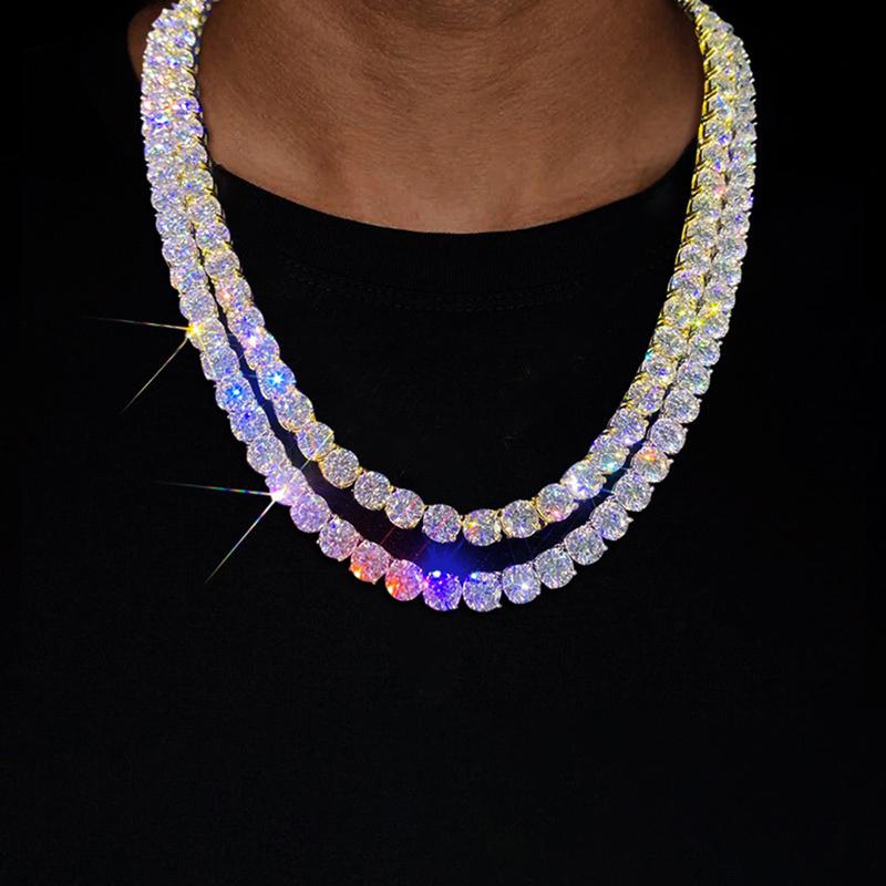 ICEBLING 3/4/5/6MM Round Cut CZ Stone Tennis Necklace Iced Out Single Row Cubic Zirconia Necklace for Men Women Hip Hop Jewelry