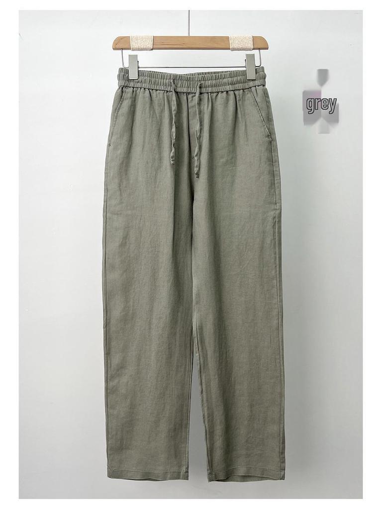 Men's High-End Pure Linen Summer Pants - Loose, Wide-Leg, Straight-Cut Style