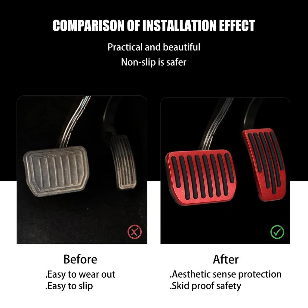 cerfioo Car Foot Pedal Pad Replacement Alloy Brushed + Rubber