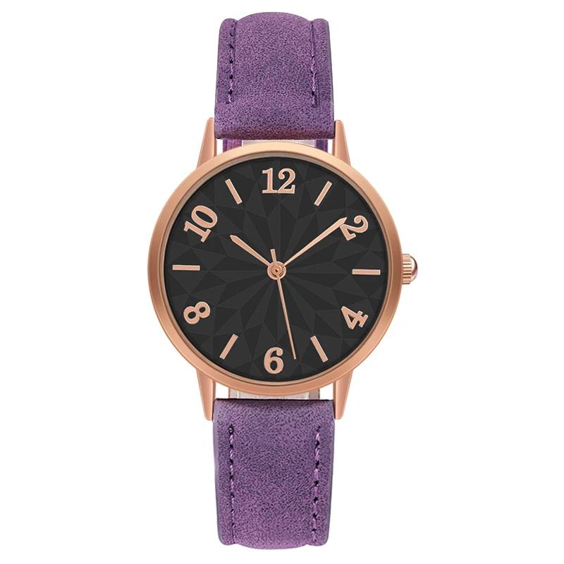Fashion Women Watch Matte Leather Strap Wristwatch Quartz Watches for Women Gift
