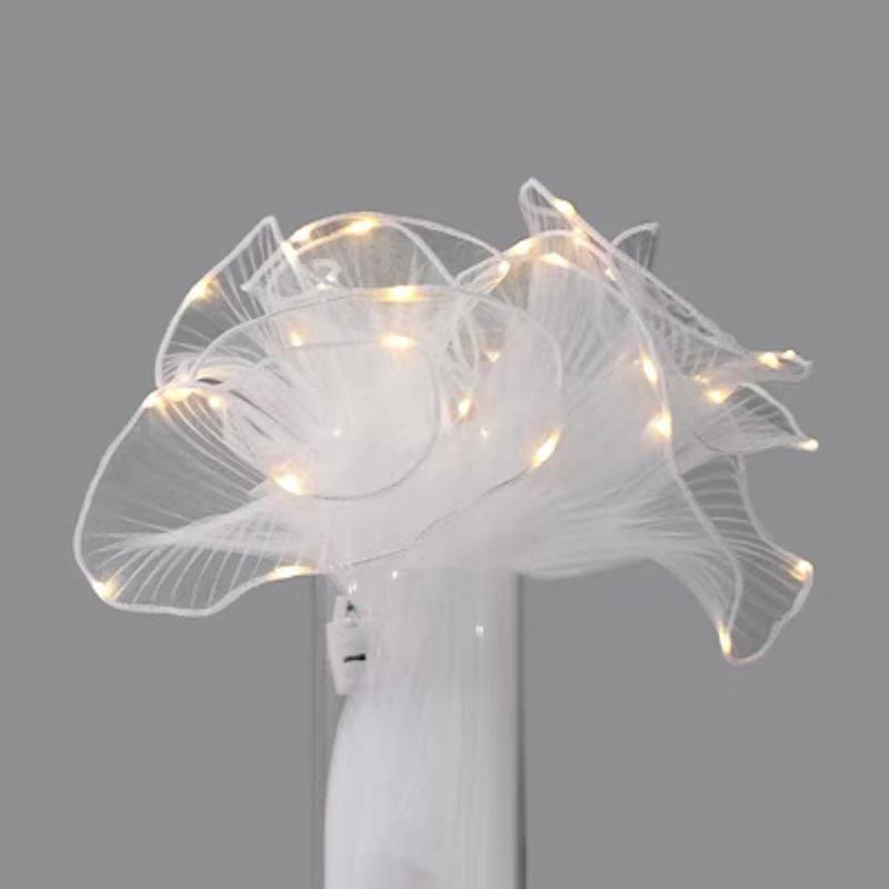 1Pcs Led Flower Wrapping Paper With Lights Lace Mesh Wave Yarn Florist Bouquet Packaging Decoration Wedding Birthday Gifts