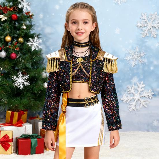 Korean Pop Anime Outfit Girl Troupe Cosplay Costume Skirt Coat Accessories Set