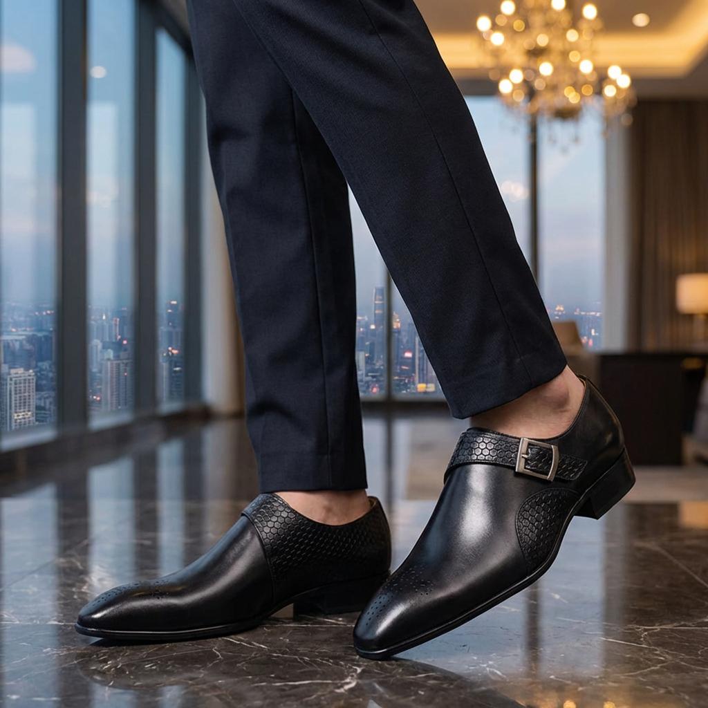 Deluxe Men Loafers Leather Shoes Fashion Elegant Handmade Pure Leather Shoes Slip-On Monk Dress Office Business Shoes Wholesale