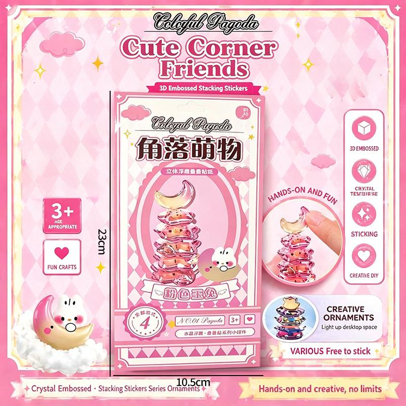 3D Cartoon Jelly Stickers Crystal Relief Stickers Diy Puzzle Stacking Miniature Ornaments Toy Children Favor Christmas Gifts