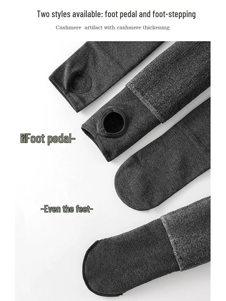 Warm Seamless High-Waisted Footed Leggings for Plus Size Women and Girls - Non-Slip Autumn/Winter