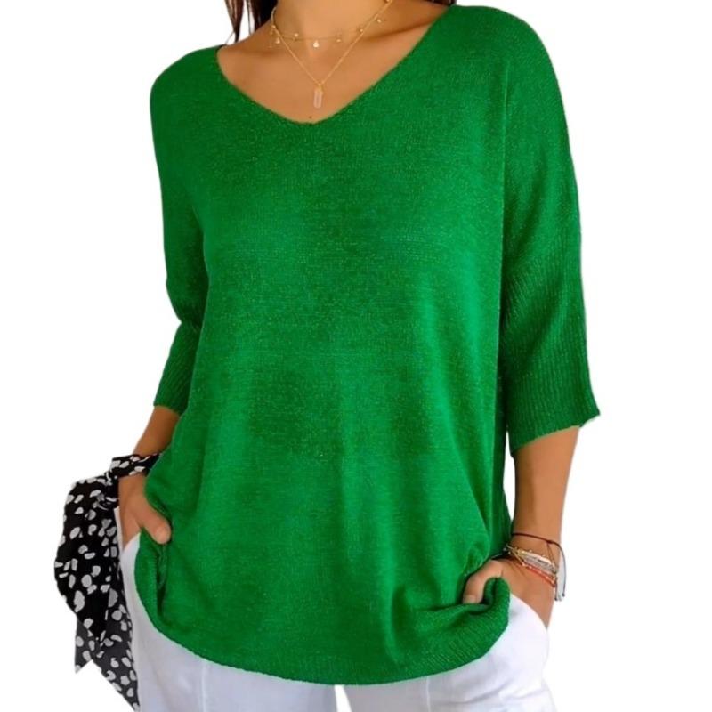 IHUASU Женский трикотажный повседневный свитер разноцветный узкий с V-образным вырезом — фото 7