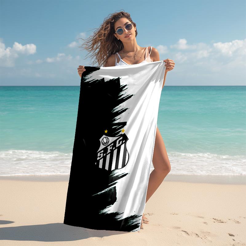 proof beach towel with Santos SFC logo pattern - soft,absorbent,quick-drying,machine washable - perfect for swimming,camping,bathing