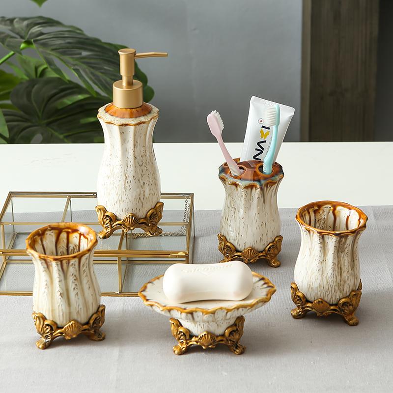 

Североевропейская керамика для ванной комнаты, комплект из пяти предметов, принадлежности для мытья ванной комнаты, домашний комплект для полоскания рта, держатель для зубных щеток