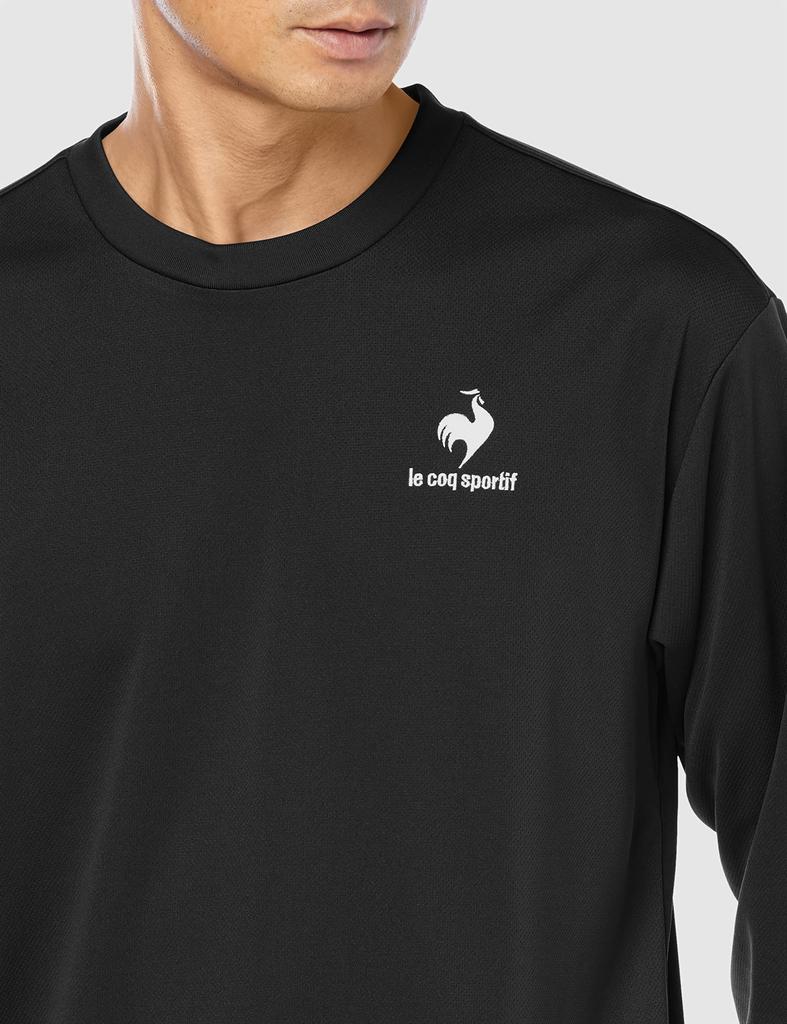 Le Coq Sportif Long Sleeve Shirt for Training and UV UPF Black Size L Men's Running, Sweat-Wicking, Quick-Drying, Protection, 15, (QMMUJB30Z),