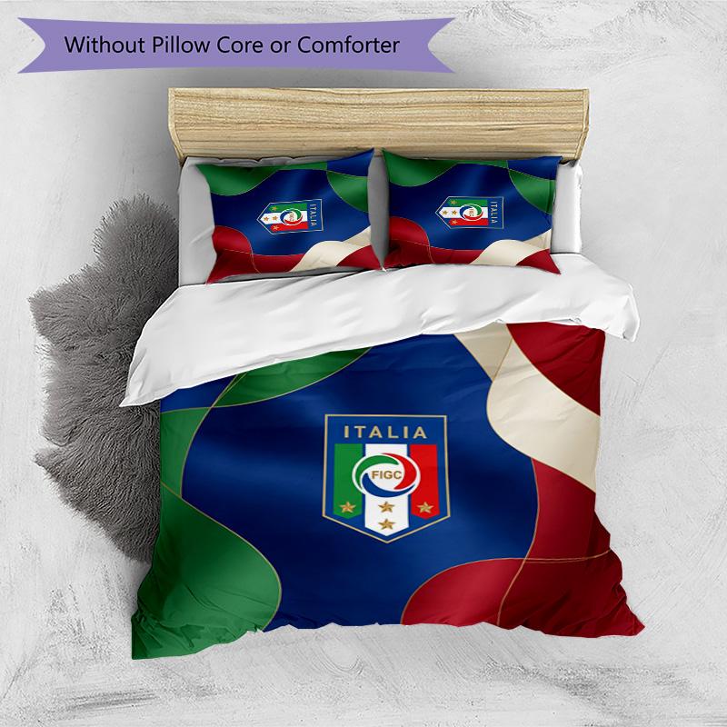Italy Football Printed Bedding 3 Piece Set Cozy Breathable Bed Cover Set as Housewarming Holiday Gift