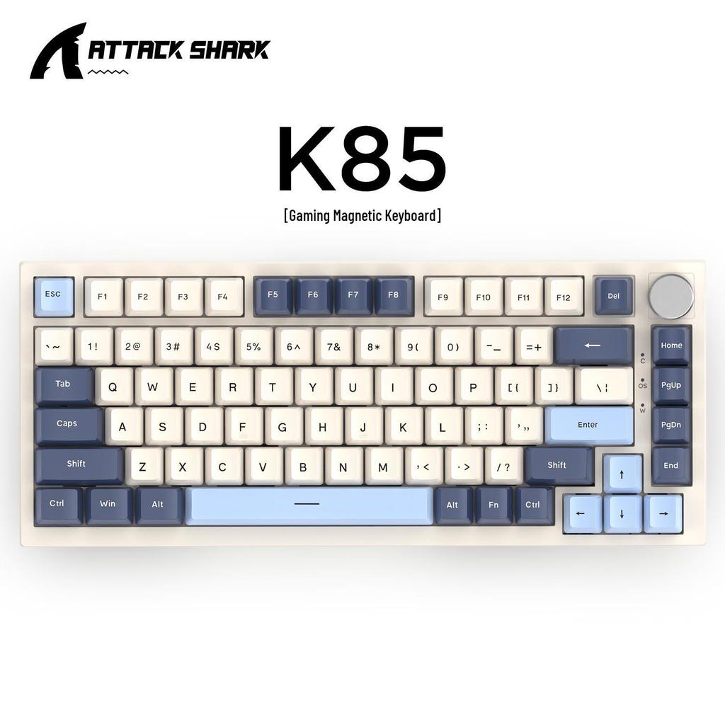 Attack Shark K85 Gaming Mechanical Keyboard - Magnetic Switch, Custom PBT Keycaps, 82 Keys, RGB, Adjustable Actuation.