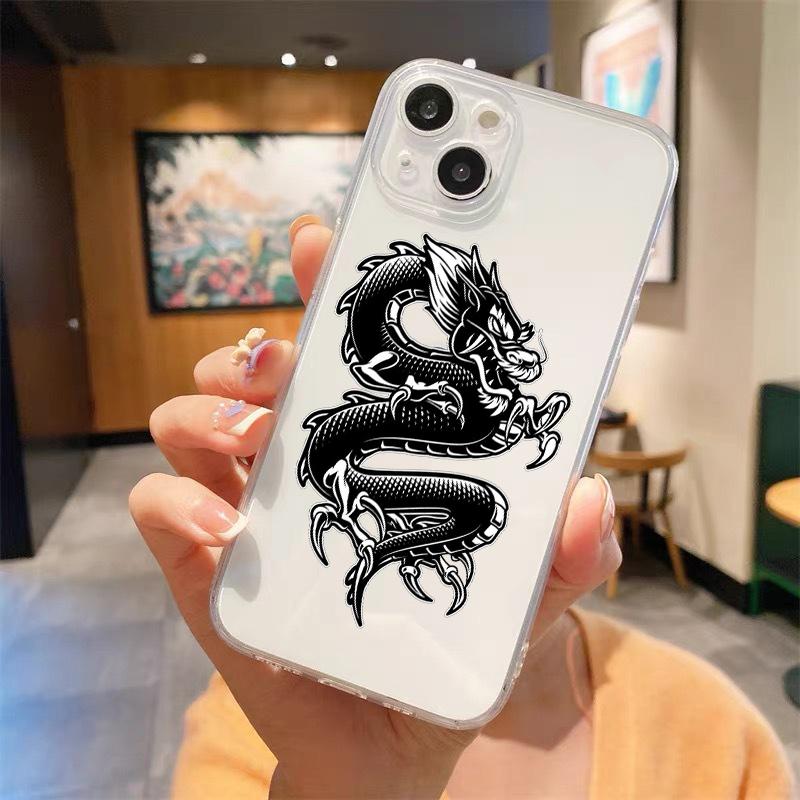 

Модний прозорий чохол для телефону Dragon для iPhone 14 13 11 12 Pro Max X XR XS 7 8 Plus SE М’який силіконовий чохол Luxury Coque Funda Capa iPhone 11Pro Max