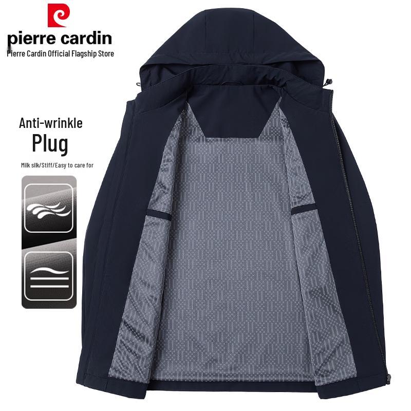 Pierre Cardin Men's Milk Silk Anti-Wrinkle Detachable Hood Jacket