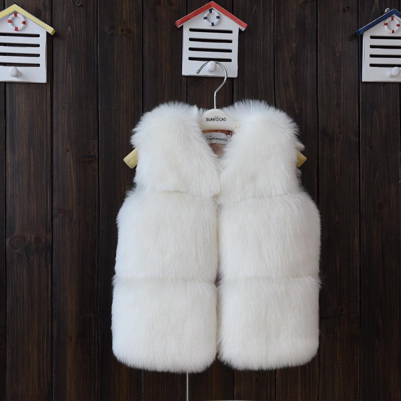 2024 Autumn and Winter Girls Clothes Children's Fur Vest Thickened Cotton Solid Color Coat Wool Fake Fur Jacket