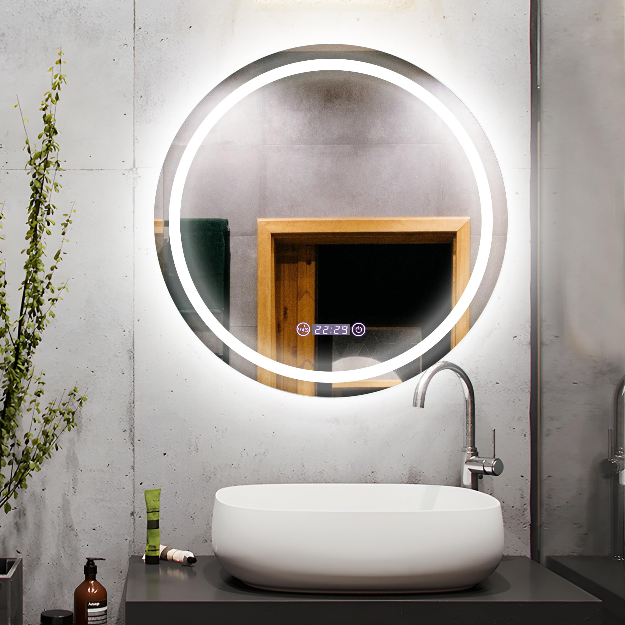 

Зеркало Студия Светодиодная Ванная Комната Подсветка Настенное Яркость Часы 50см Зеркало Мируо-куна, Зеркало с Защитой от Запотевания, Зеркало, Настенное, Умывальник, Энергосберегающее,