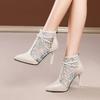 fashion Sharp toe mesh boots, high heels, women's summer 2024 fashion new mesh cool boots, fashionable and luxurious slim heel sandals