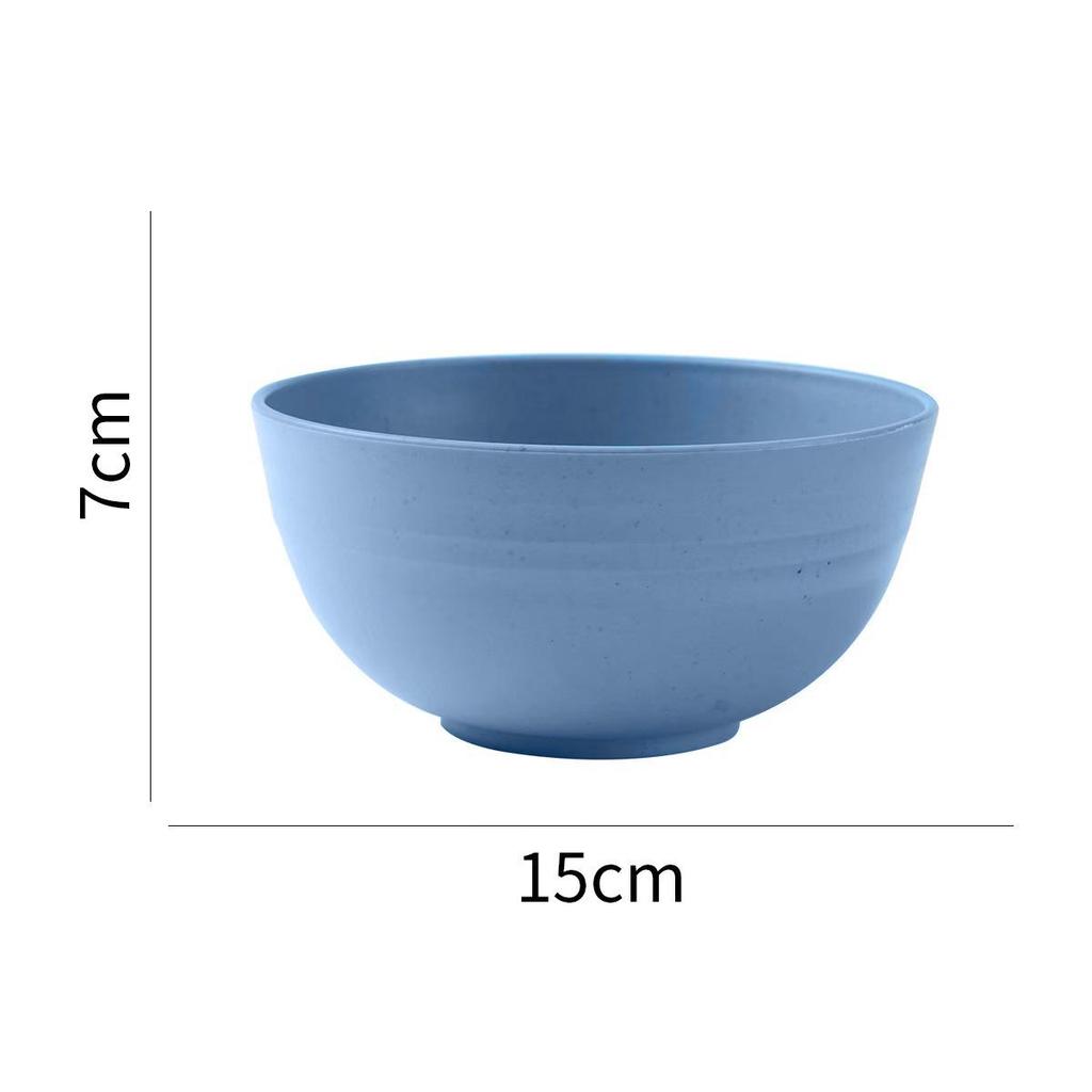 Durable Wheat Straw 15cm Noodle Bowl with Lid - Ideal for Dorms and Kids