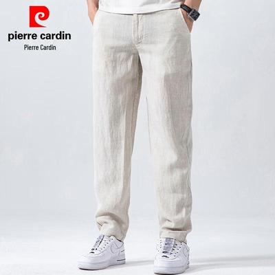 Pierre Cardin Men's 100% Linen Chinese Style Straight-Leg Casual Pants