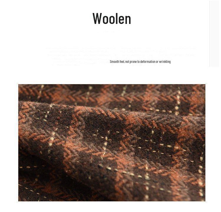 Fustă Midi A-line din Lână Carouri - Talie Elastică pentru Femei Stil Toamnă/Iarnă