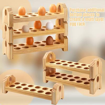 1/2/3Pcs Egg Storage Rack Counter Egg Dispenser Large Capacity Stackable Wooden Storage
