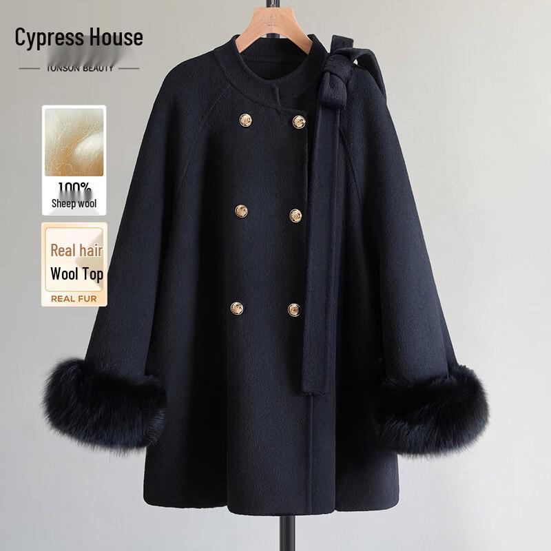 Sibaishe Women s Loose Double-breasted Wool Coat M
