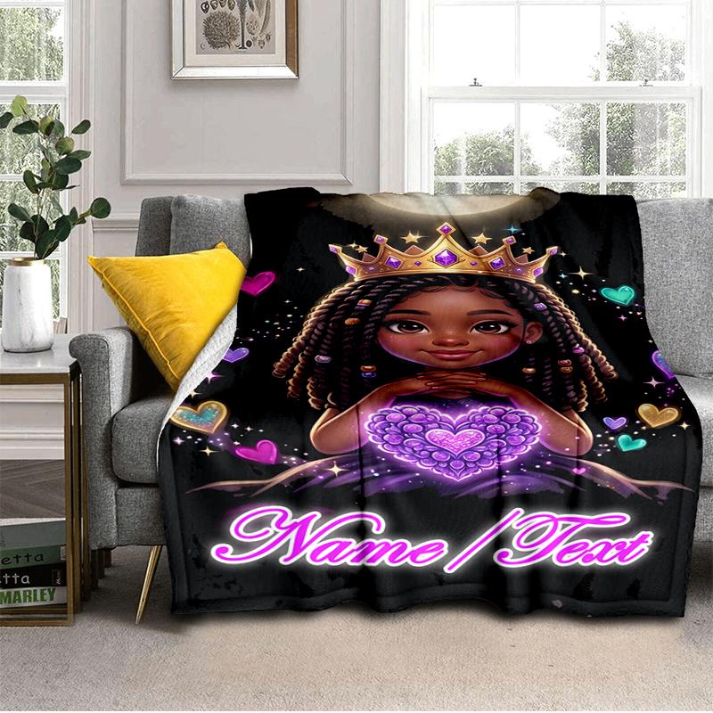 1PC Custom Name "Magical Princess Crown Night" outdooor Flannel blankets Throw Blanket All-Season Throw Gift Bedspread for Couch, Bed, Camping Holiday