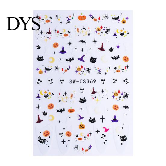 Self Adhesive Nail Decals Halloween Art Stickers, Cartoon Pumpkin Ghost Bat for Waterproof Stickers Decorations, Self-Adhesive Holiday Manicure Women