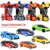 One-Key Transforming Bugatti Pull-Back Car Robot Toy