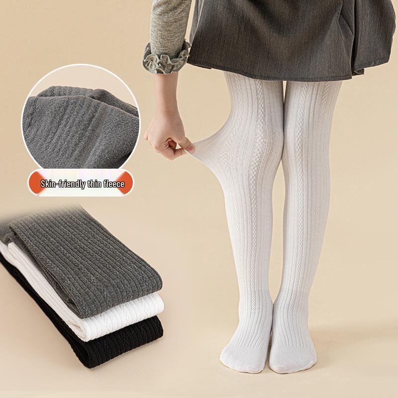 Czarne legginsy dziewczęce z podszewką z polaru - Cienkie, antypoślizgowe, na wiosnę/jesień.