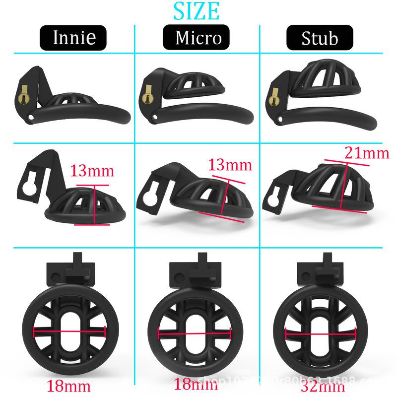 Innie/Micro/Stub Keuschheitskäfig für Sissy-Sexspielzeug mit Penisringen in 4 Größen, Pink/Schwarz/Weiß, BDSM-Penisschloss, Erwachsenenspielzeug für Männer