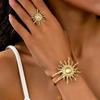 2-teiliges kreatives Metall-Durchbruch-Blatt-Armreif- & Ring-Set für Damen