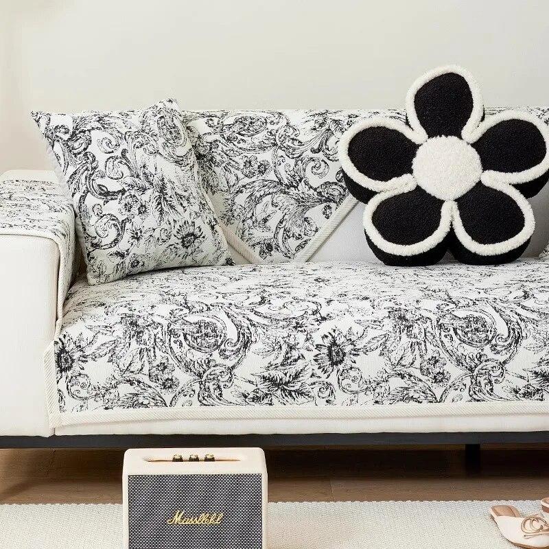 Vier Jahreszeiten Universal Rutschfest Neu Französischer Stil Retro Sofabezug Stoff Kissen Leichter Luxus Chenille Sofakissen